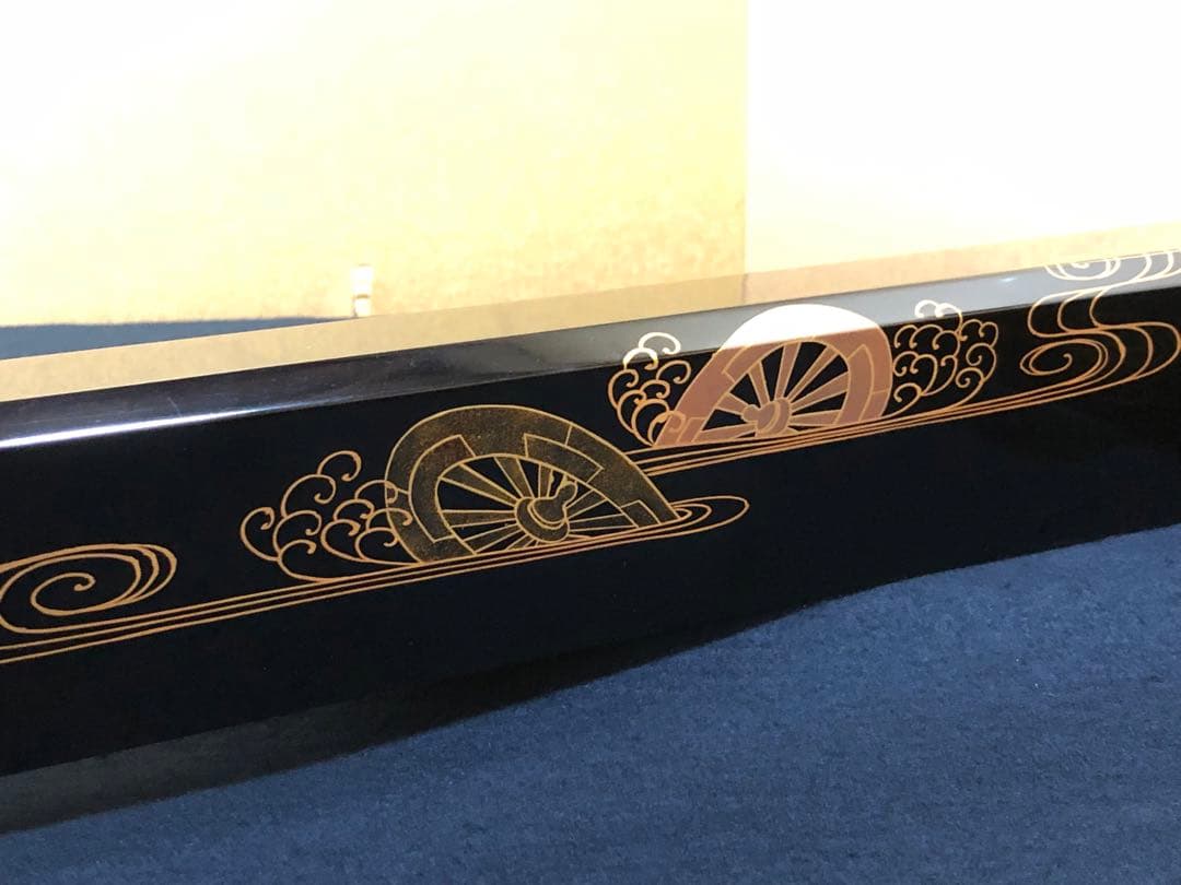 《R》茶道具 黒真塗 源氏車蒔絵 炉縁 蒔絵師 司光作 共箱 251022い5