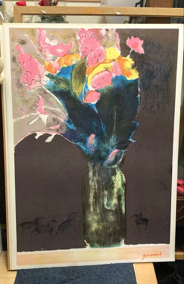 ★送料込★ 【リトグラフ／花 絵画】 ✰︎ 大型 ✰︎ フランス製 ポール・ギラマン