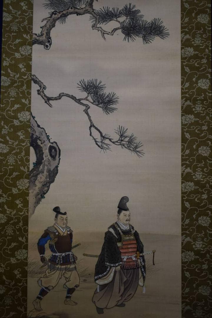 模写/梅里/北畠顕信卿鳥海山祈願之図/双幅/布袋屋掛軸HE-274