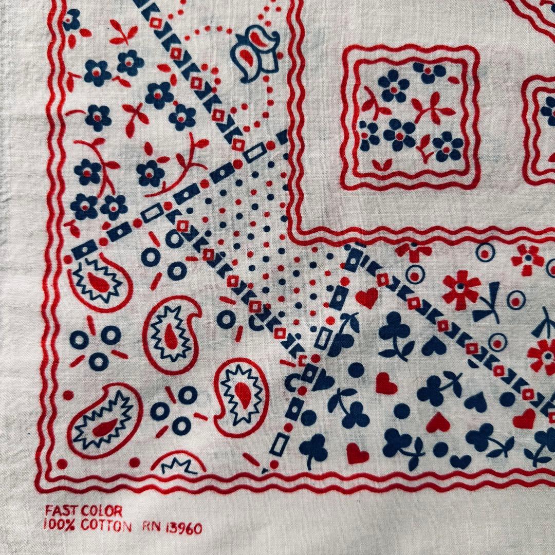 希少 70s クッキー　トリコカラー　ヴィンテージバンダナ