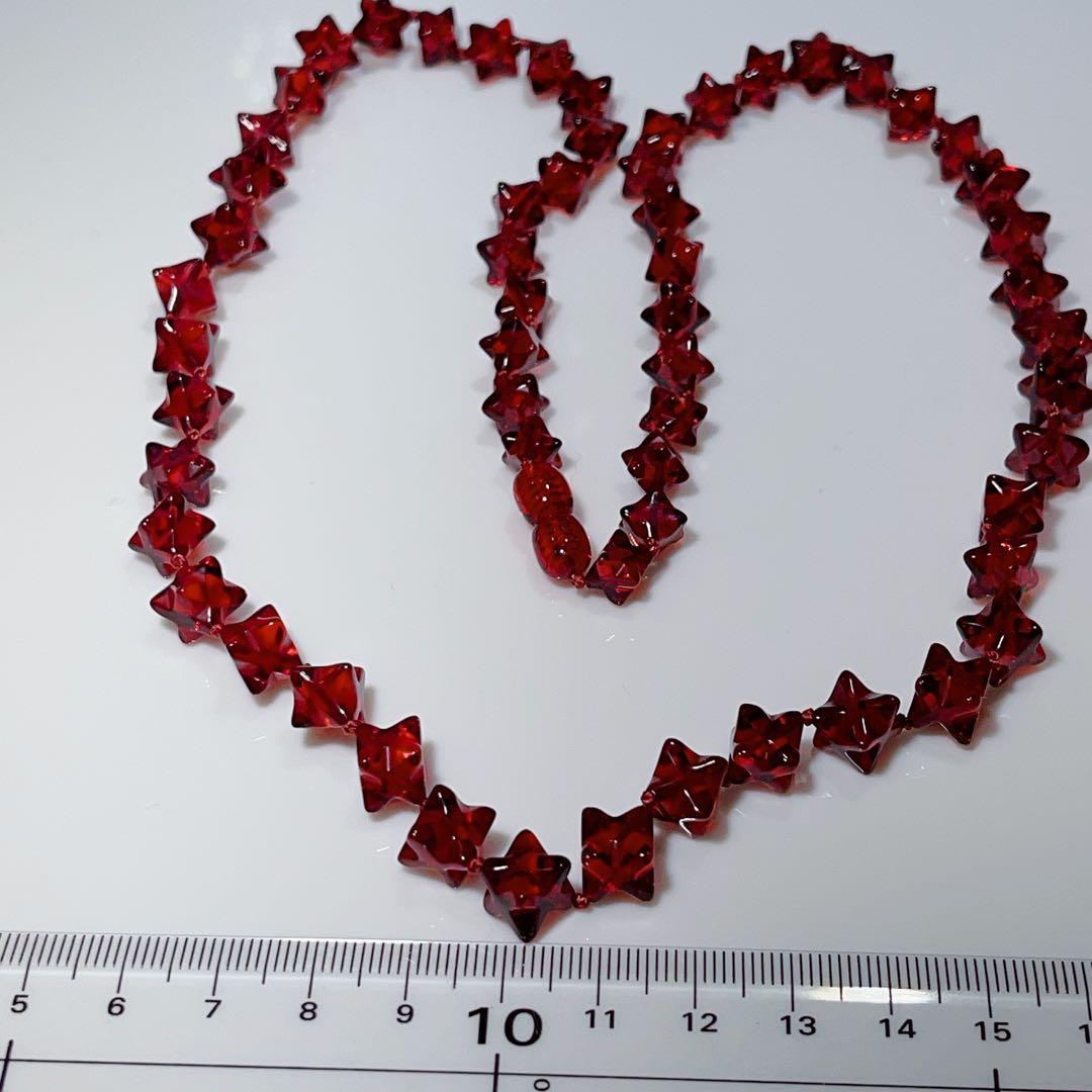 星レットアンバーネックレス赤琥珀ネックレスNO25-1352