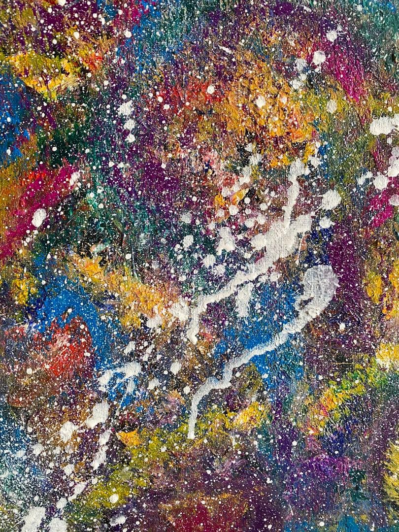 抽象アクリル画 宇宙風景