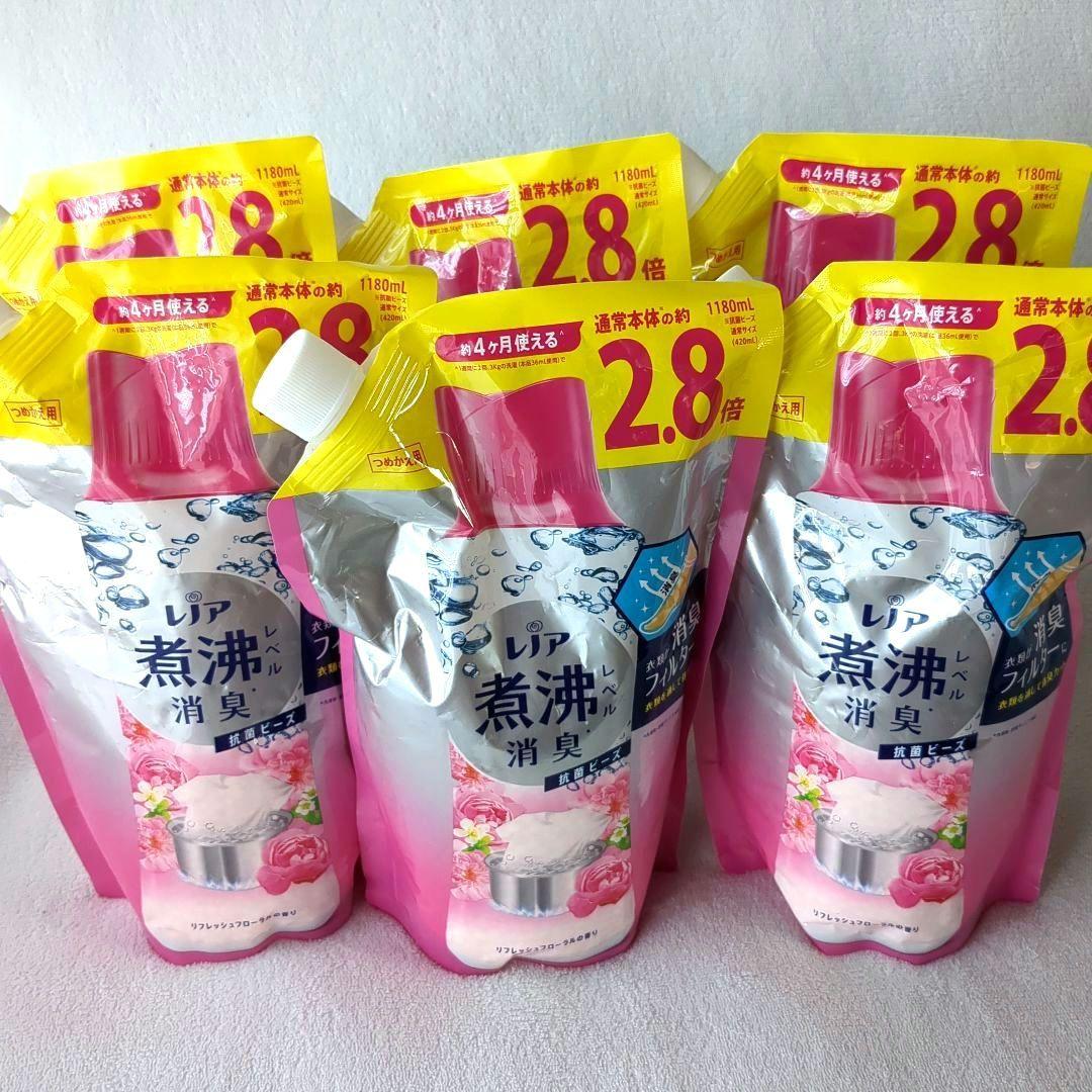 レノア煮沸レベル消臭抗菌ビーズ リフレッシュフローラルの香り1180ml×6個