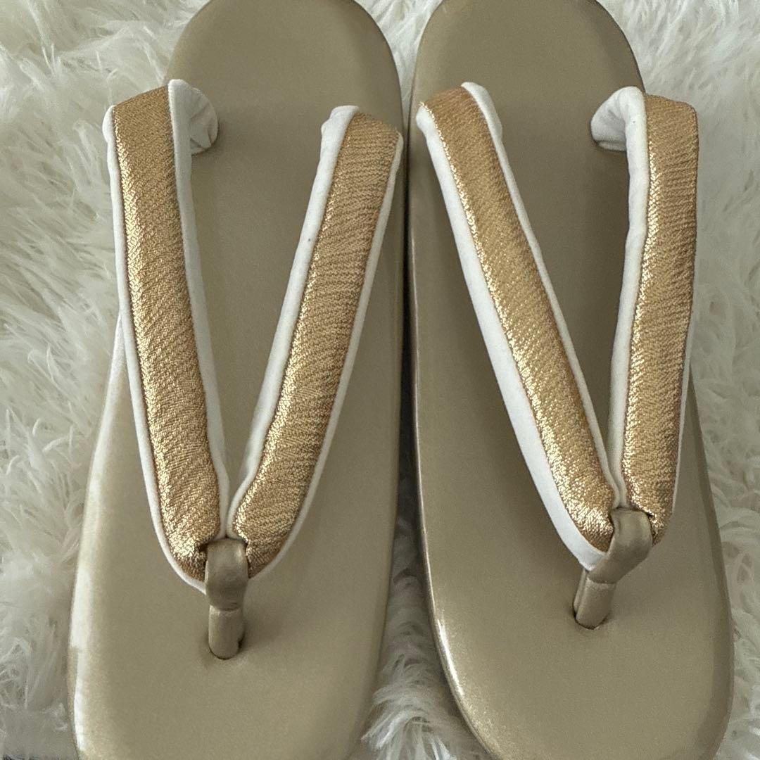 【美品】ゴールドの下駄とバッグのセット