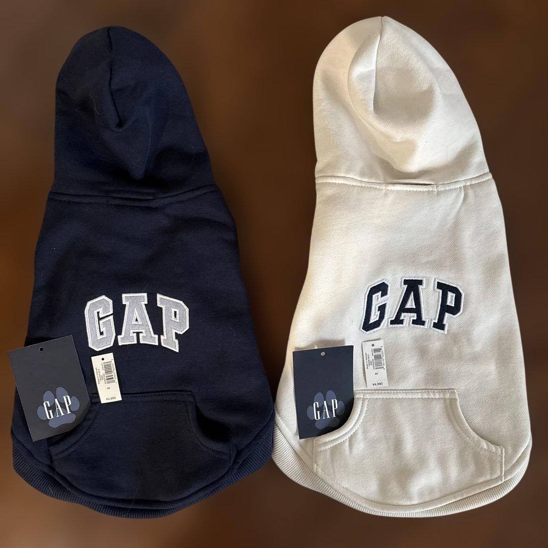 【新品未使用】GAP 犬用パーカー ネイビー ホワイト XS 2点セット
