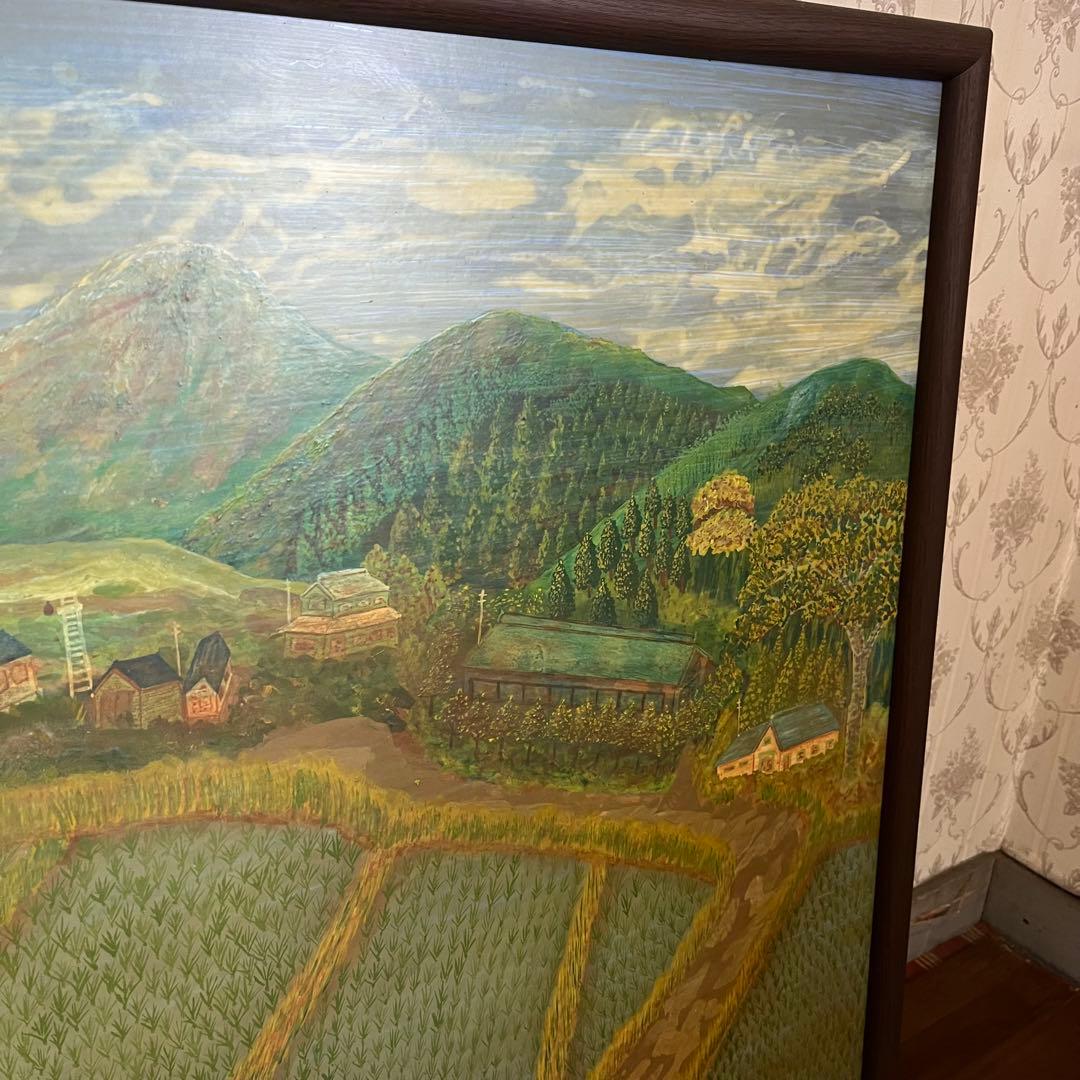【蔵出し】額装 額縁 絵画 風景画 田舎 馬 田園 山 農村 アート 作品
