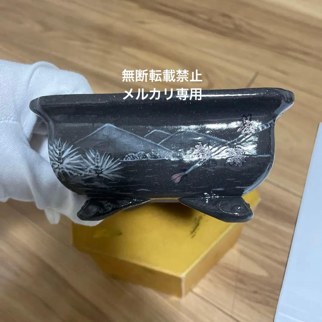 盆栽鉢　桑津香石　絵鉢　山野草　桜　松　鳥　小品盆栽