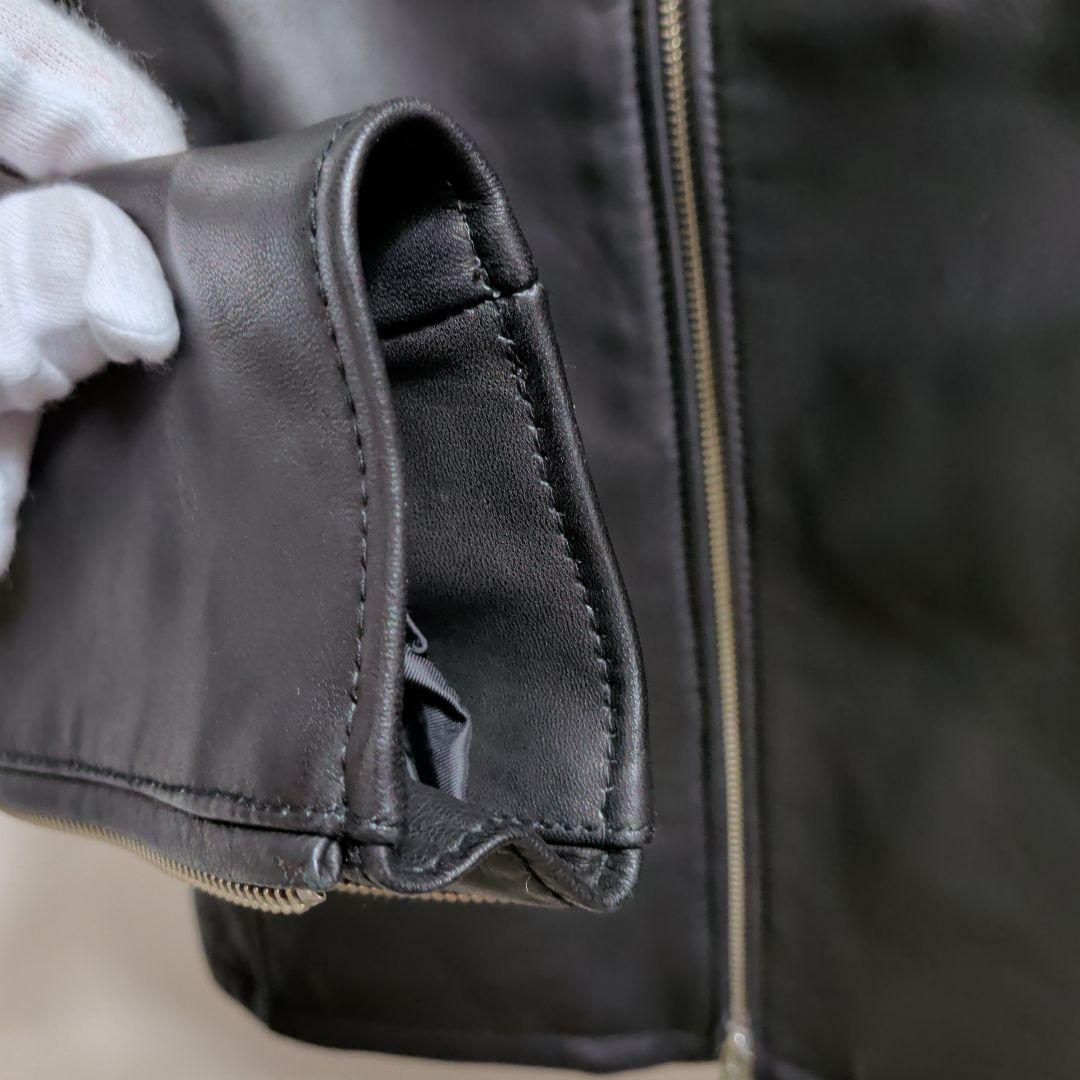 メンズビギ　コレクティブ　シングルライダース　羊革　レザージャケット　黒　S