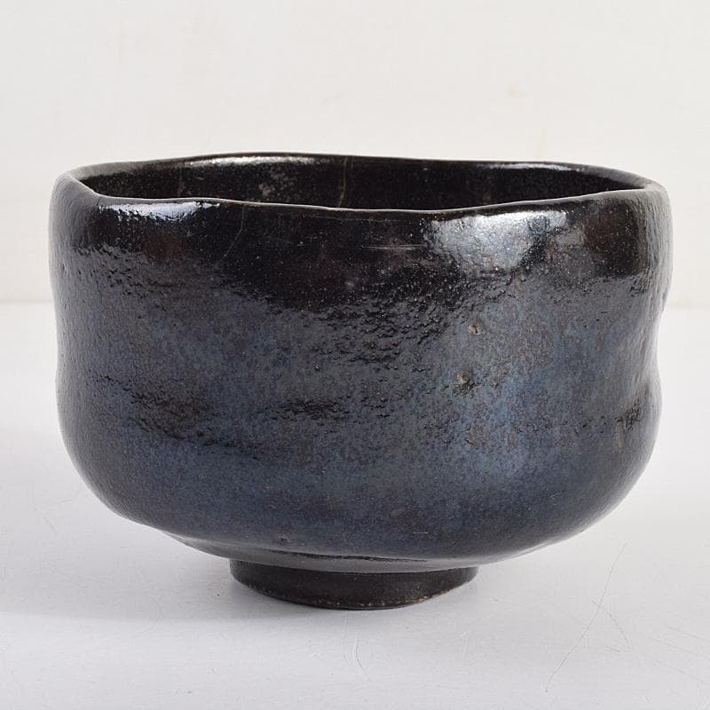 茶道具　楽吉左衛門　九代　了入作　黒楽茶碗　時代箱付　V　R9357