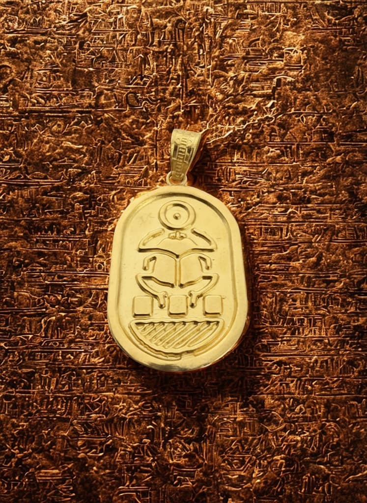 スカラベ ペンダントトップ ゴールドトーン ターコイズブルー風 エジプトモチーフ