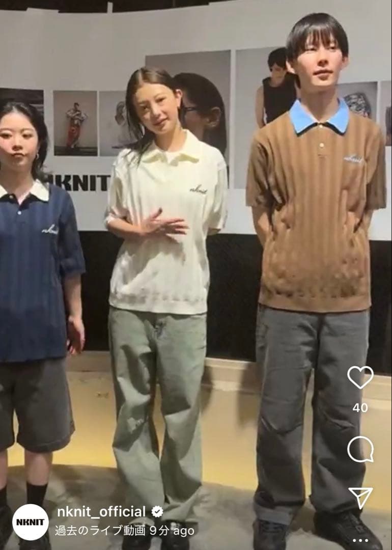 NKNIT（ンニット）　mix gauge logo KNIT shirts