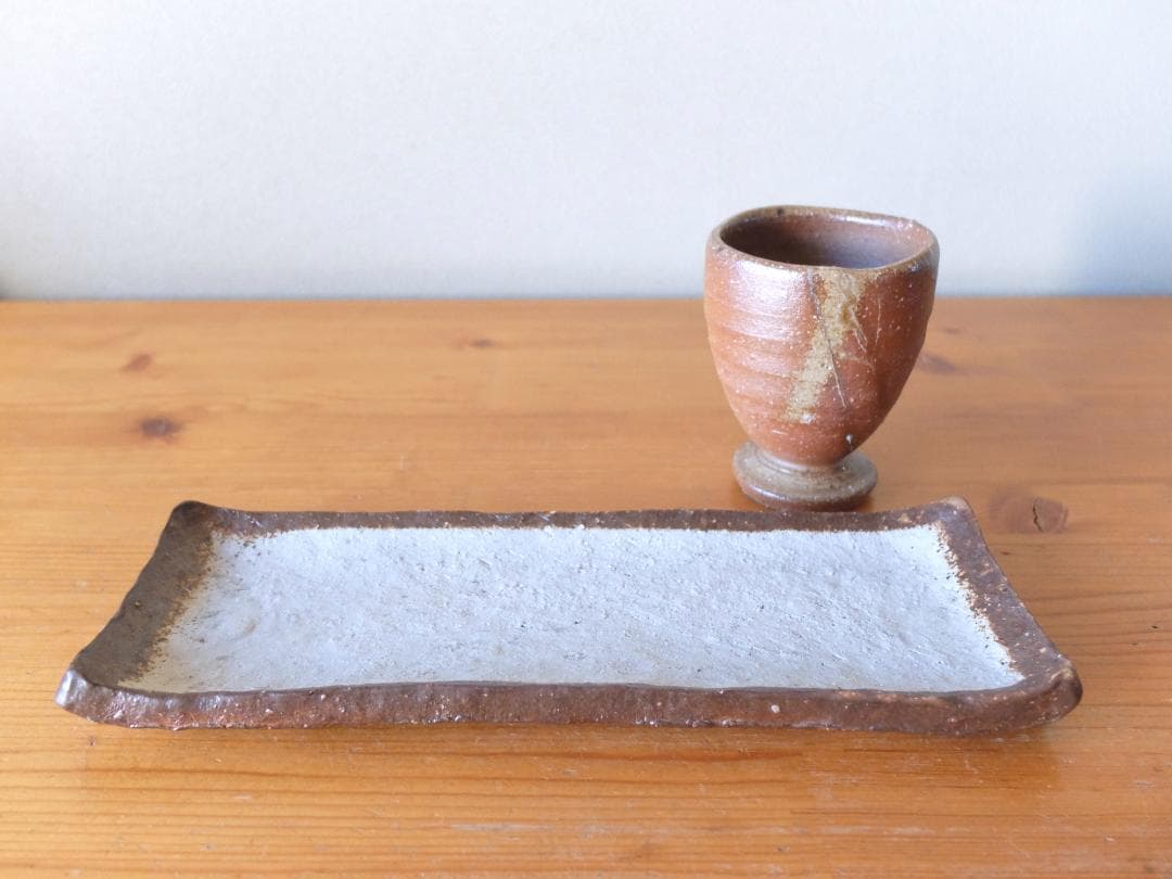 小林秀二さんの備前の長方皿とフリーカップ♡セットで＊