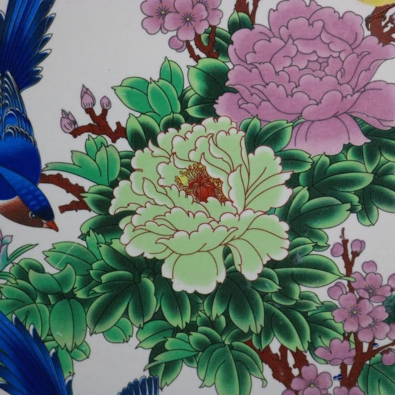 景徳鎮 花鳥図陶板画 書斎 装飾品 工芸品 美術品 置物