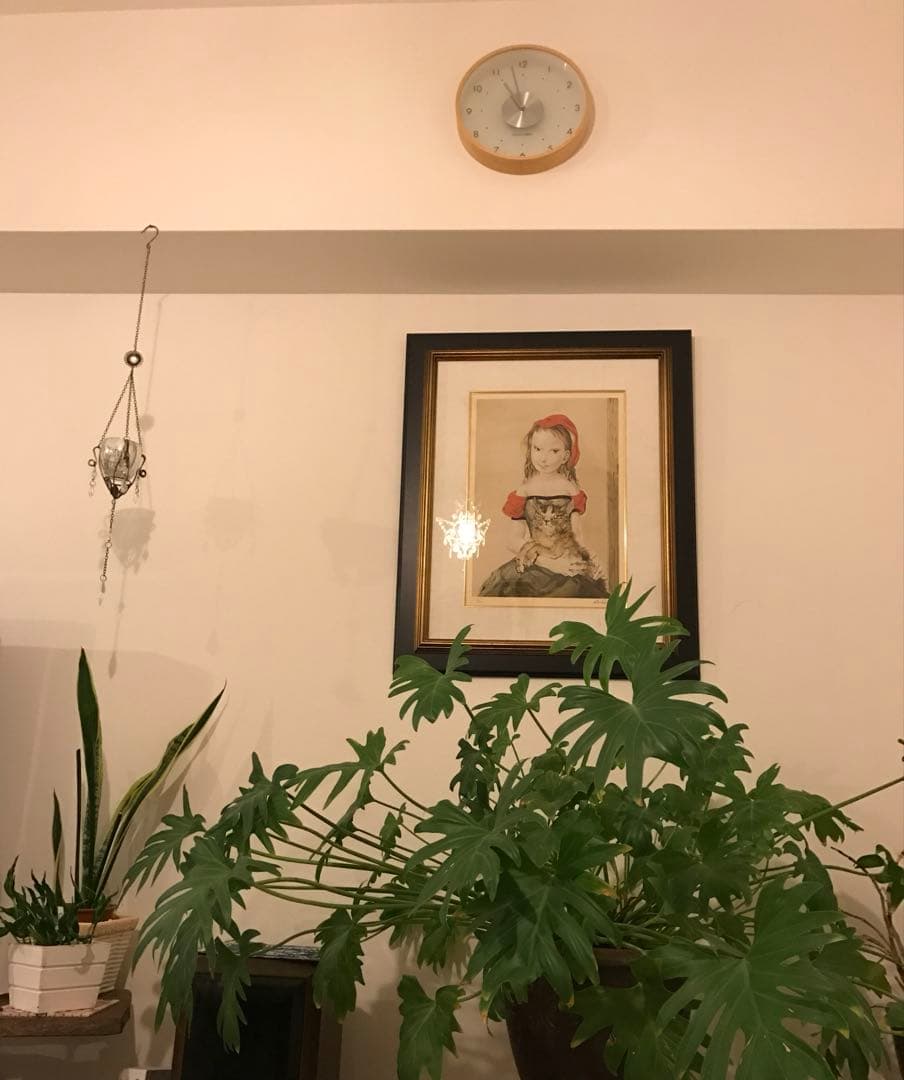 藤田嗣治『猫を抱く少女』限定67/300 額装版画 シルクスクリーン 本物保証