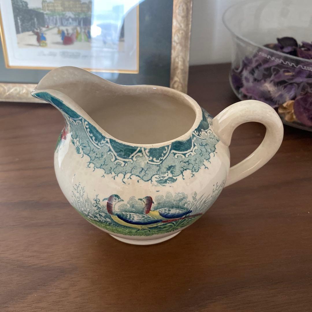 古手　フランス　アンティーク　サルグミンヌ　ミルクポット　FAISANS キジ