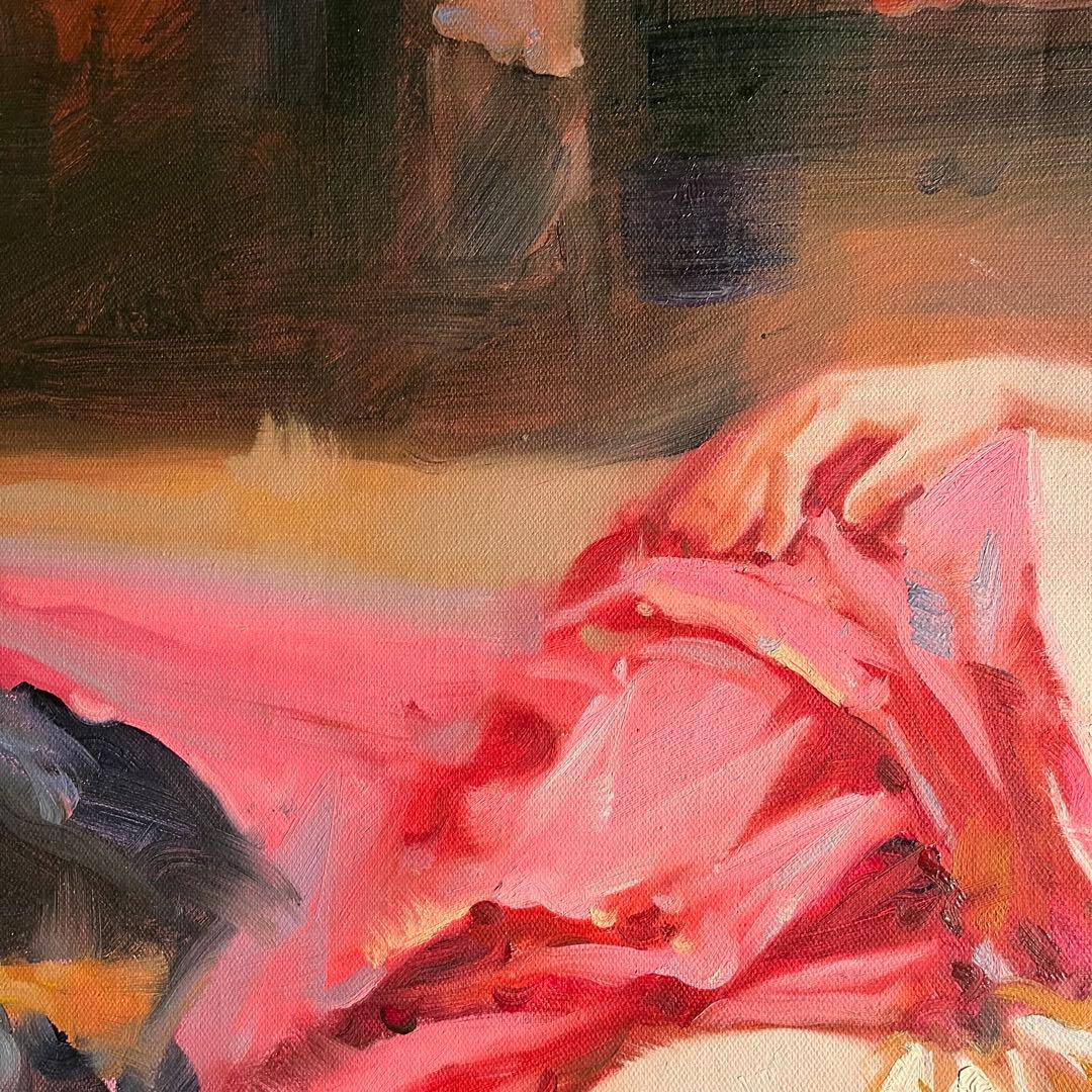 ★秀作★ 手書き油絵 美人画 眠りの中 肉筆絵画 インテリア 油彩画