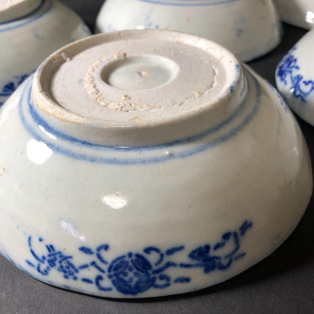 印判　なます皿　なます鉢　紙刷り印判　可愛い花文様　５客　和食器　料理食器