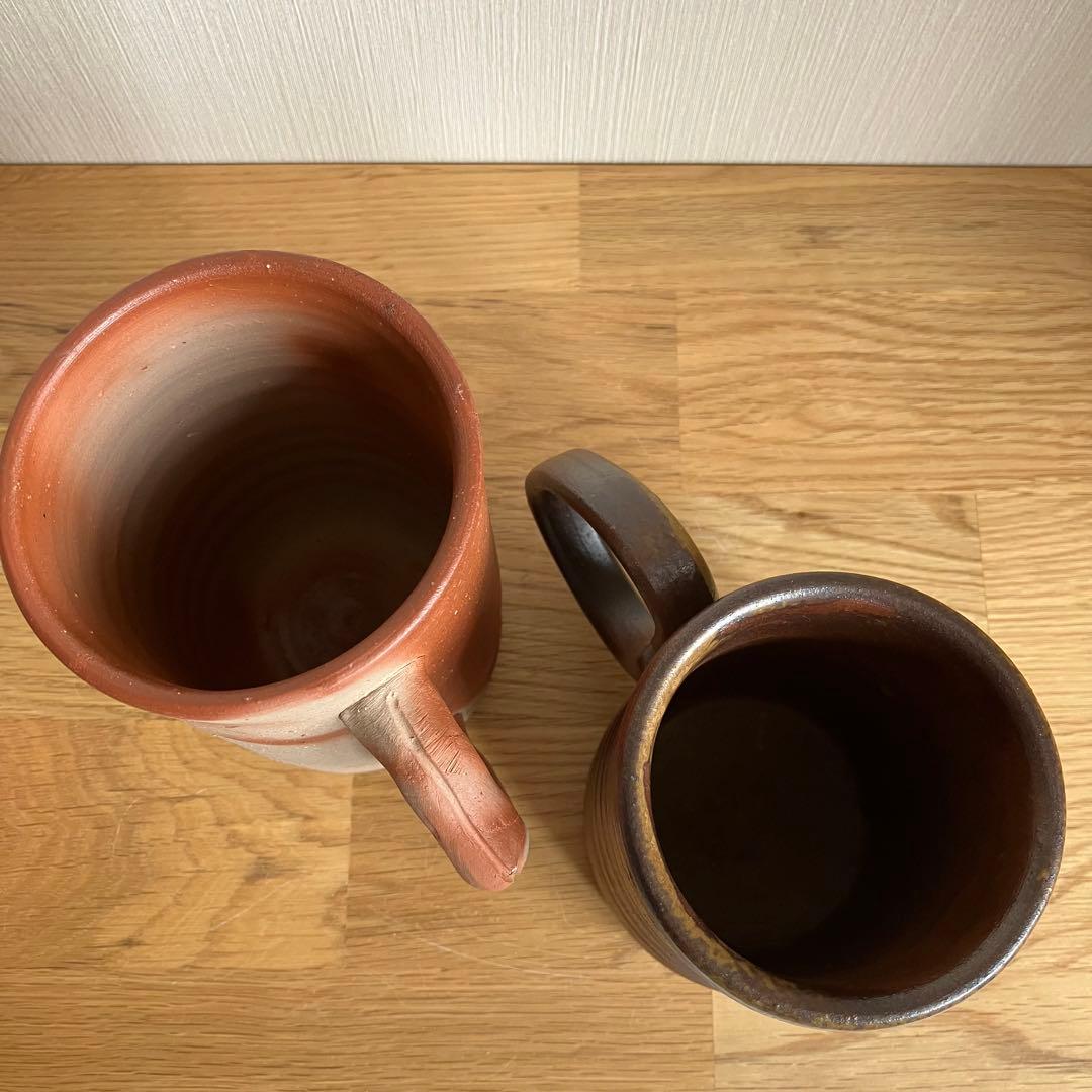 備前焼　ビアマグ　マグカップ大　2点セット