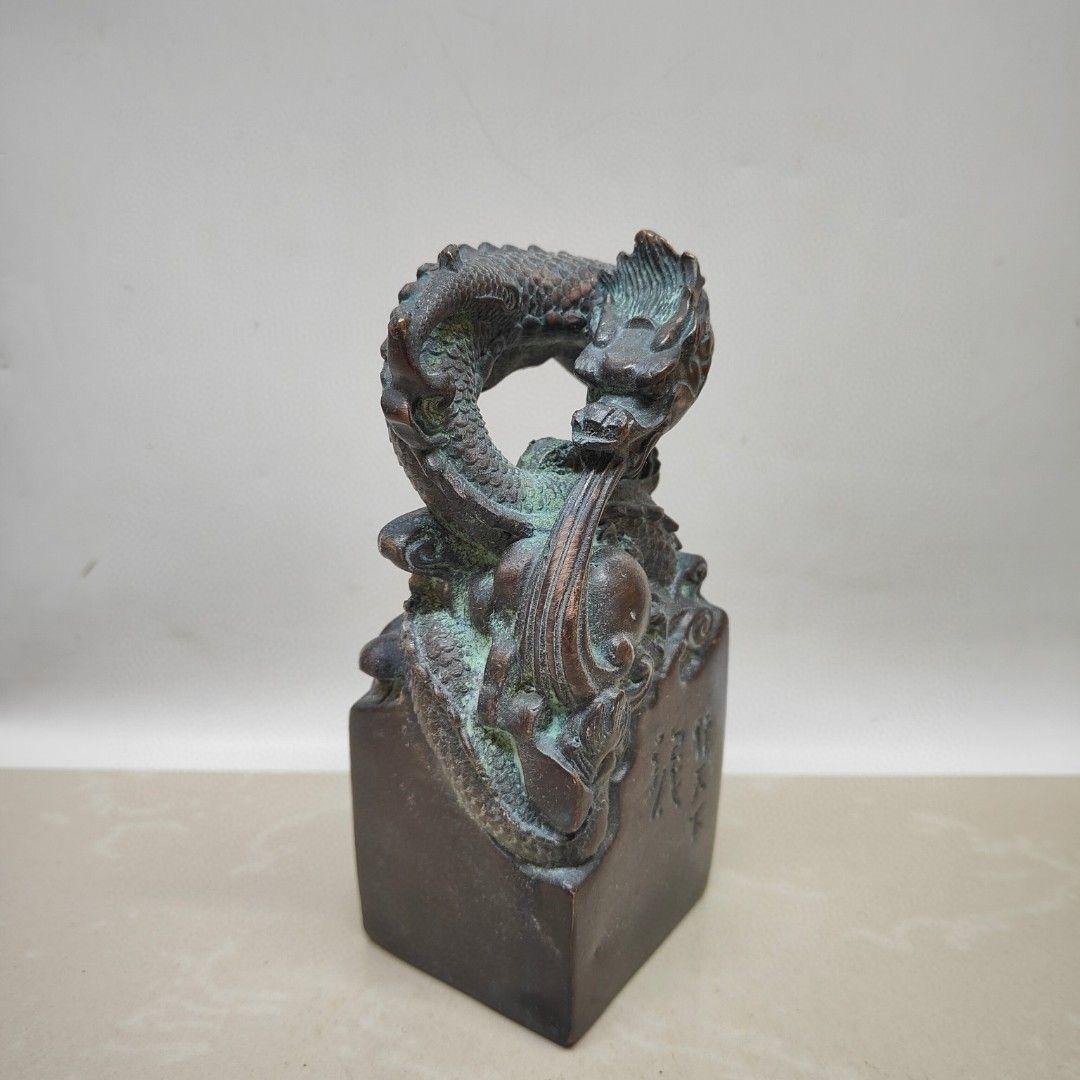 銅制 印章 竜行天下印 書道具 客間博古架 書卓 装飾品 工芸品 置物