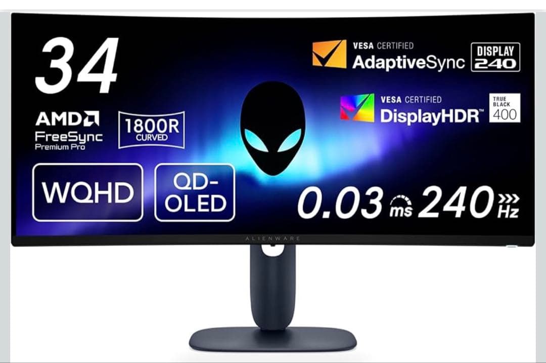 Dell AW3425DW 34インチ曲面 有機EL ゲーミングモニター