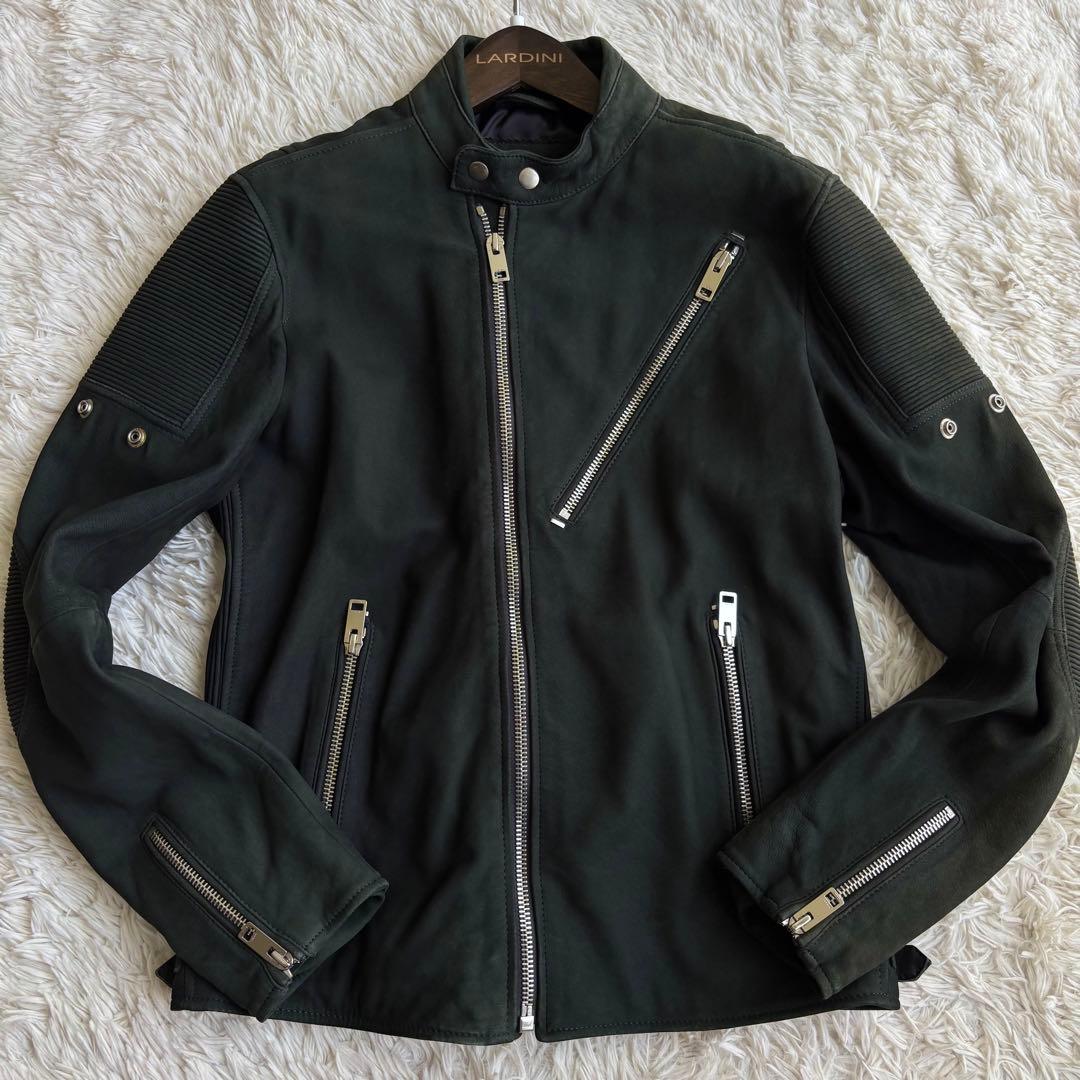 (XL相当) DIESEL スエード ライダースジャケット ラムレザー カーキ