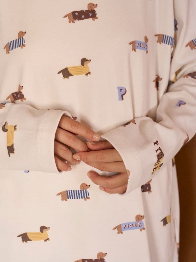 ジェラートピケ ダックスフンド カットソー ロングパンツセット