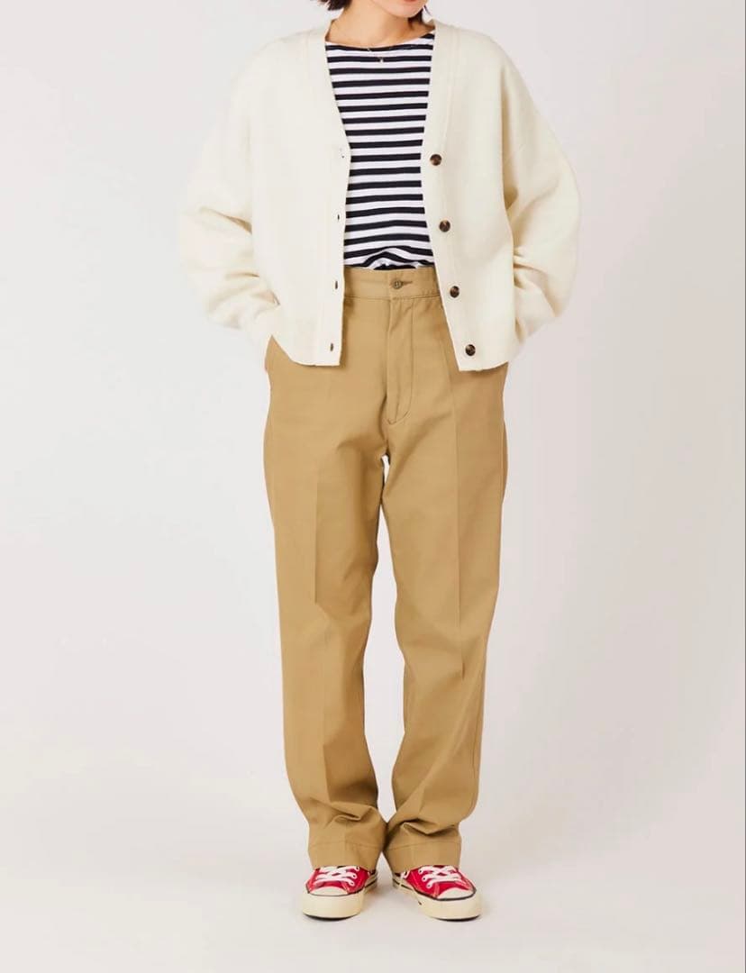 新品　WASHED ハイウエストチノパン　ベージュ　P0