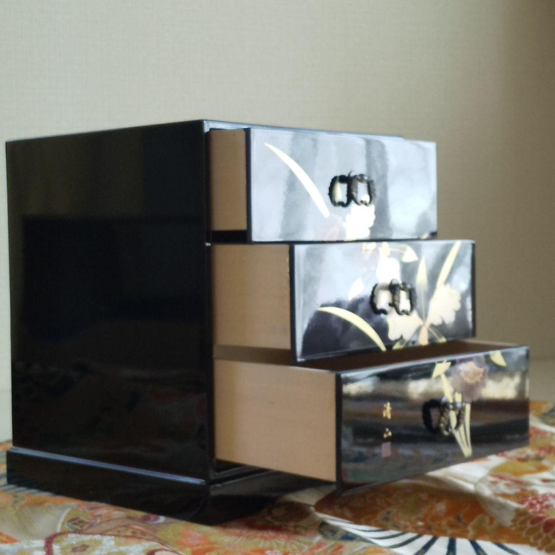 80's 会津塗 小引き出し カトレア 三ツ引タンス 3段引き出し 昭和