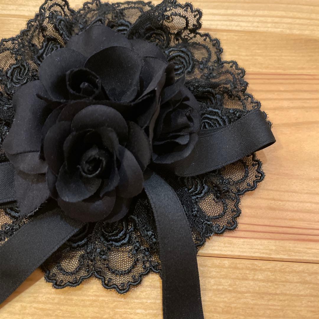 ロゼットヘッドドレス　メアリーマグダレン　ブラック/ブラック