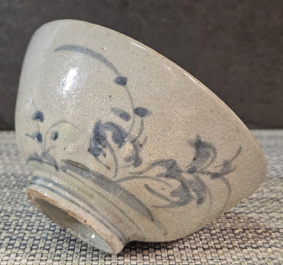江戸時代初期　初期伊万里　染付　草花図 碗　茶碗　呼び継ぎあり　陶片　古陶磁器