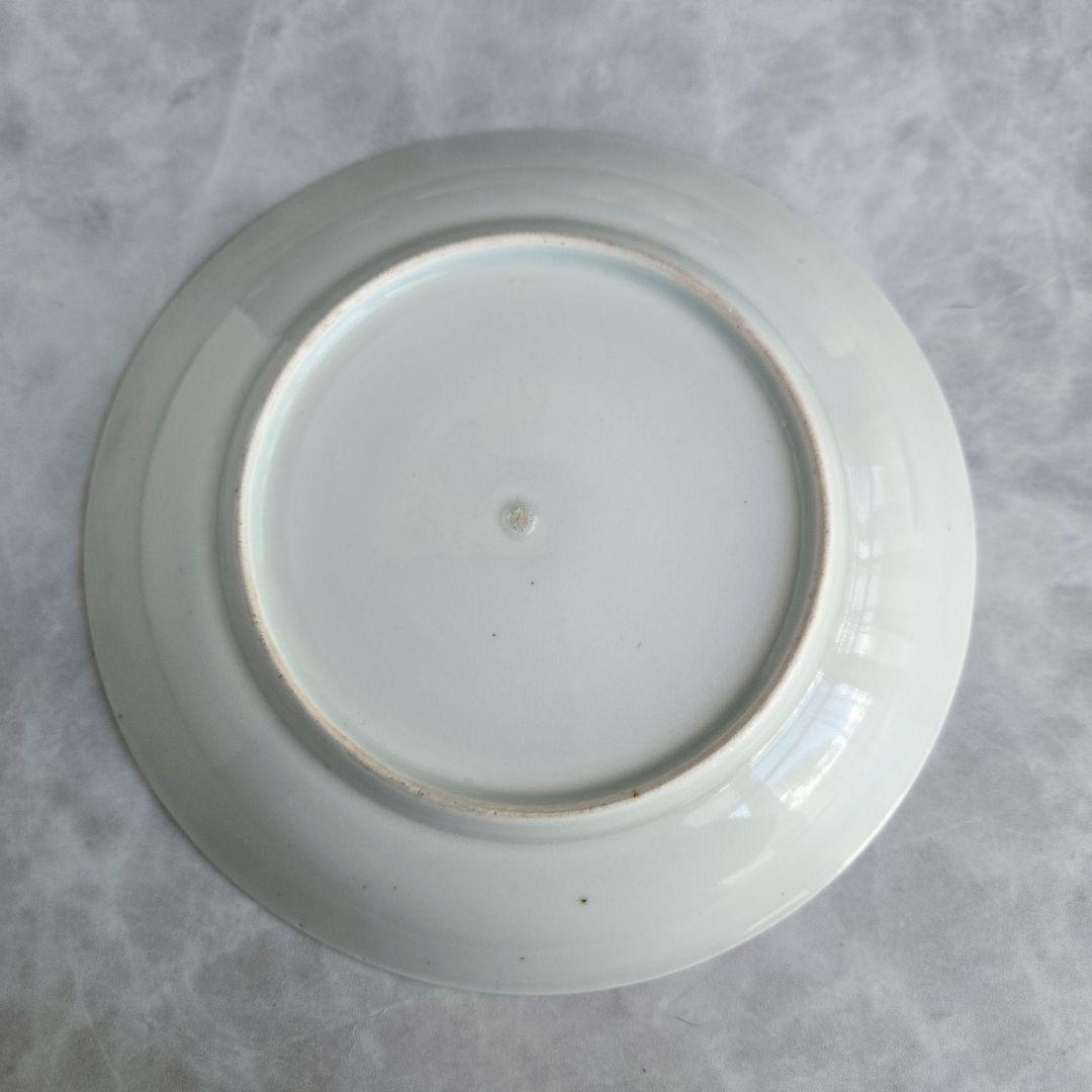 古伊万里　染付　五寸皿　松　飛翔鶴　江戸時代　金直し　金継ぎ　骨董　アンティーク