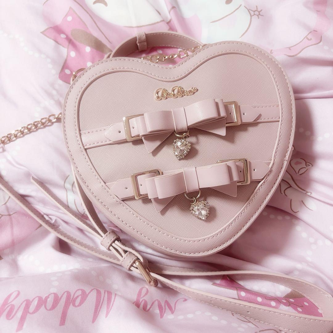 LIZLISA リボンビジューハートバック ピンク