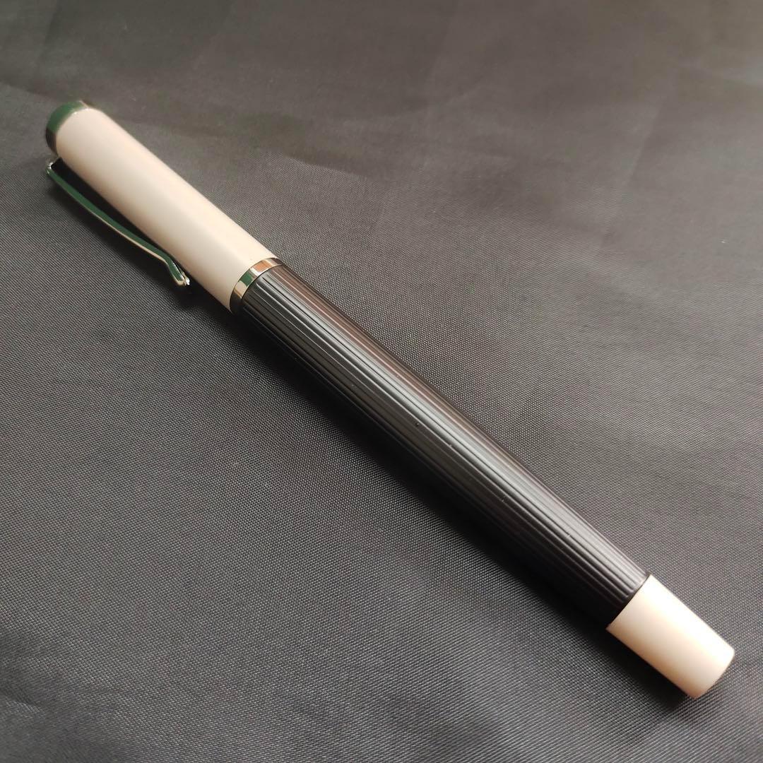 @エレガントな万年筆 黒と白のストライプ 1