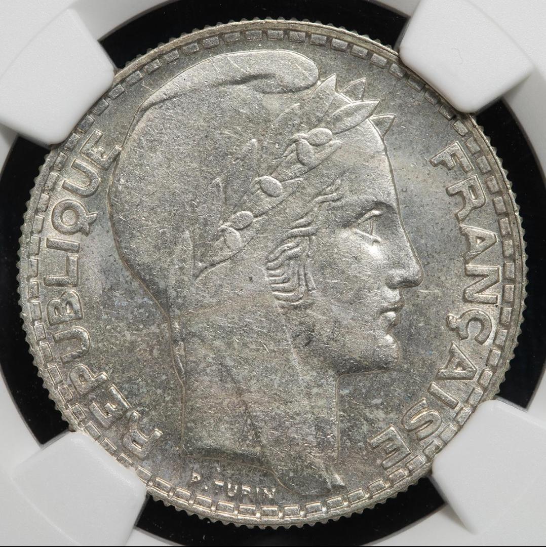 NGC-MS62 1933 フランス マリアンヌ　第三共和政 銀貨