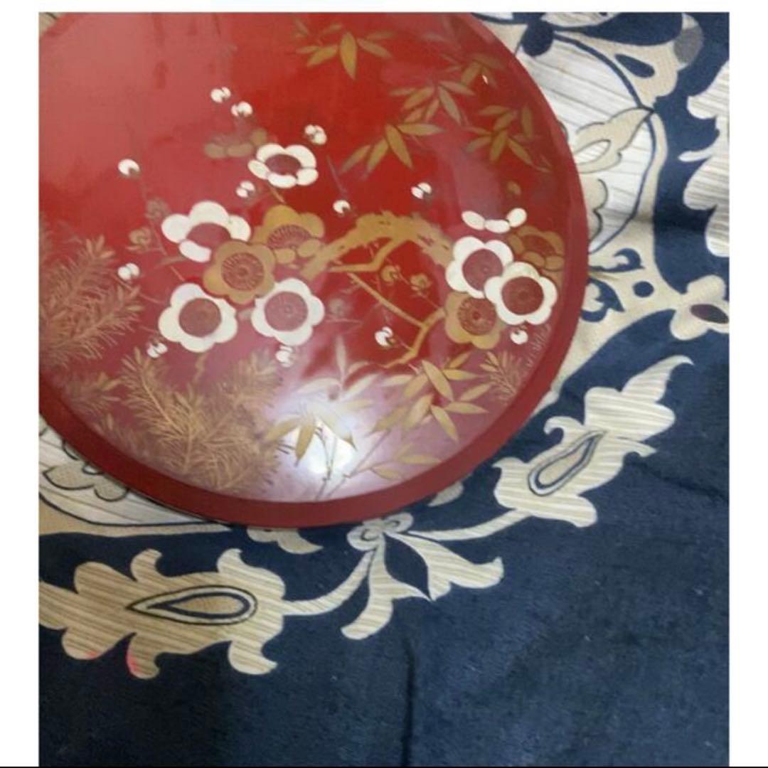 １点物希少アンティーク輪島塗明斎牧野義昭作 3段重箱 重箱盆松竹梅短冊図 金蒔絵