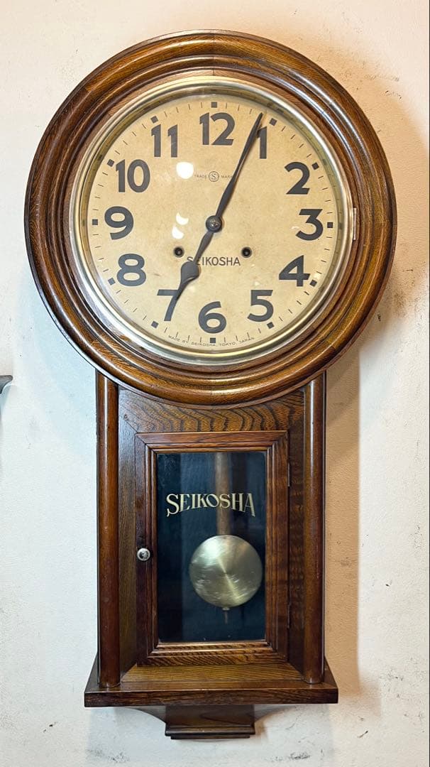精工舎　大型頭丸　柱時計　古時計　振り子　ゼンマイ　レトロ　アンティーク