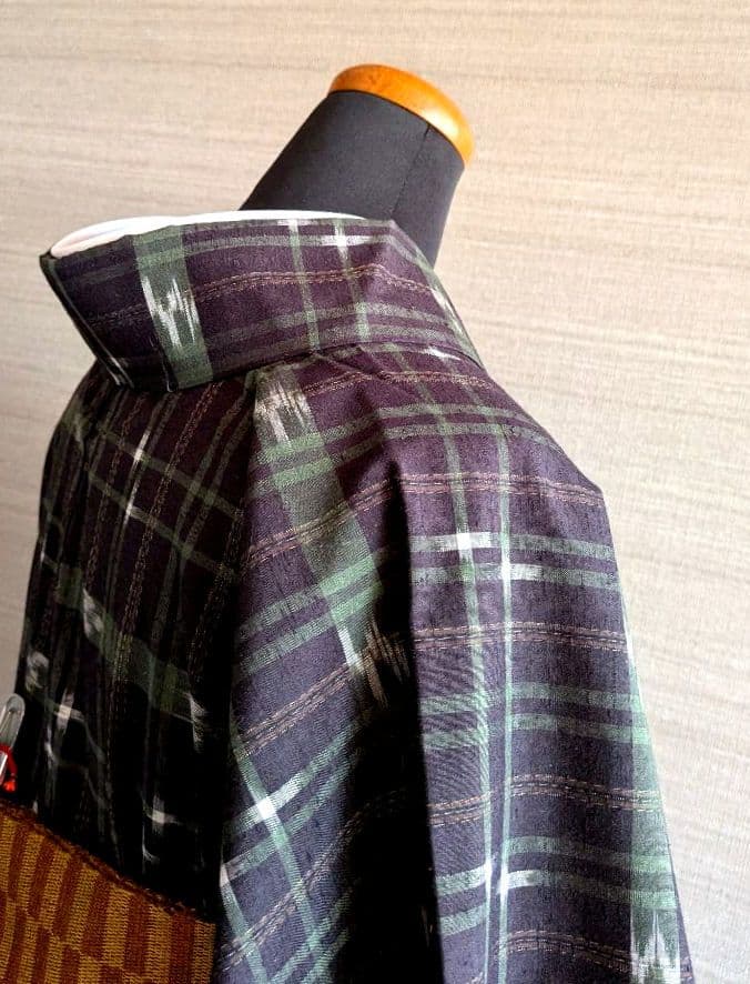 正絹紬　袷小紋　琉球絣模様