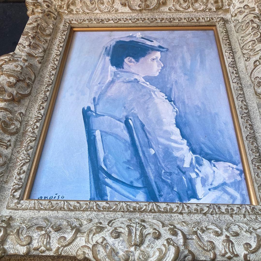 油絵/複製画　小磯良平「帽子の女」プリハード　人物画　絵画