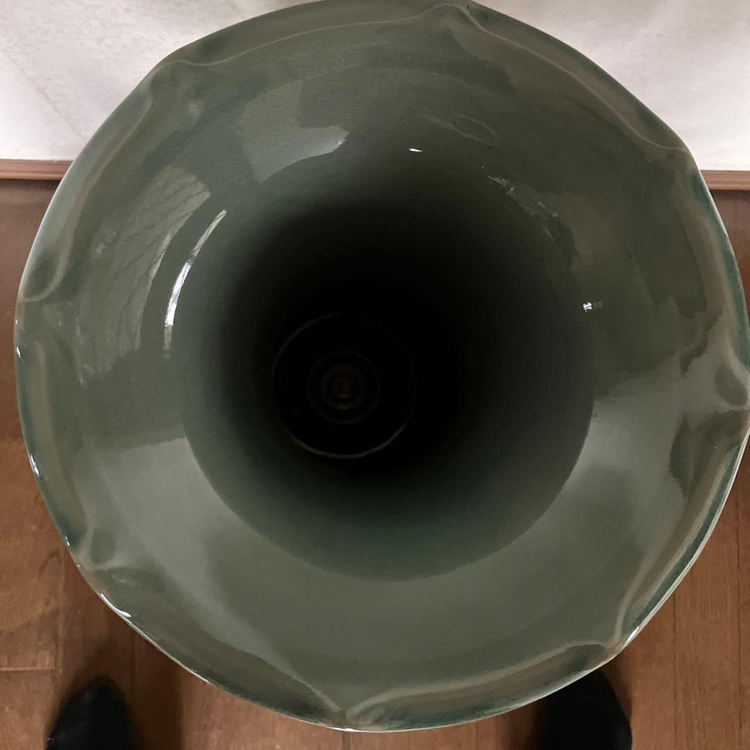 ★大特価【希少•美品】在銘青山作　高麗青磁 特大飾り壺