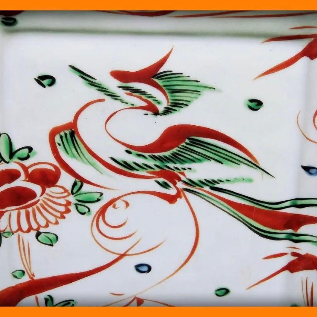 778『呉須赤絵 鳳凰 角皿』　/骨董品 古美術 古玩 アンティーク