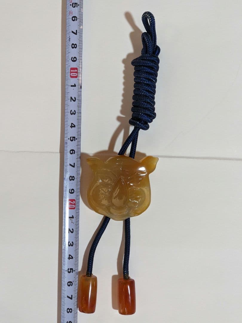 ♦天然石 古作 ヴィンテージ 手彫り 瑪瑙 寅 ループタイ 工芸品 骨董品