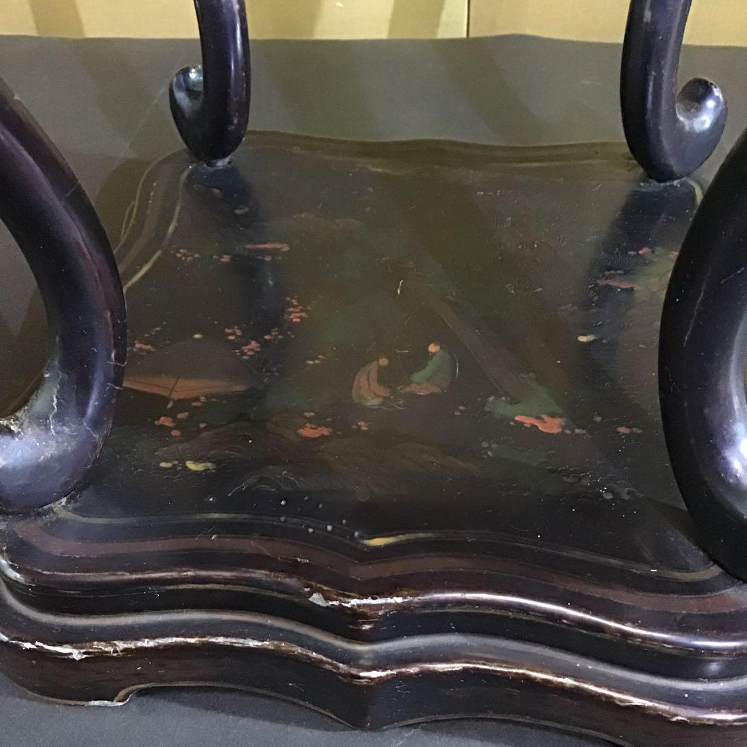 室町時代　香炉台　時代物　文人客遊亭図