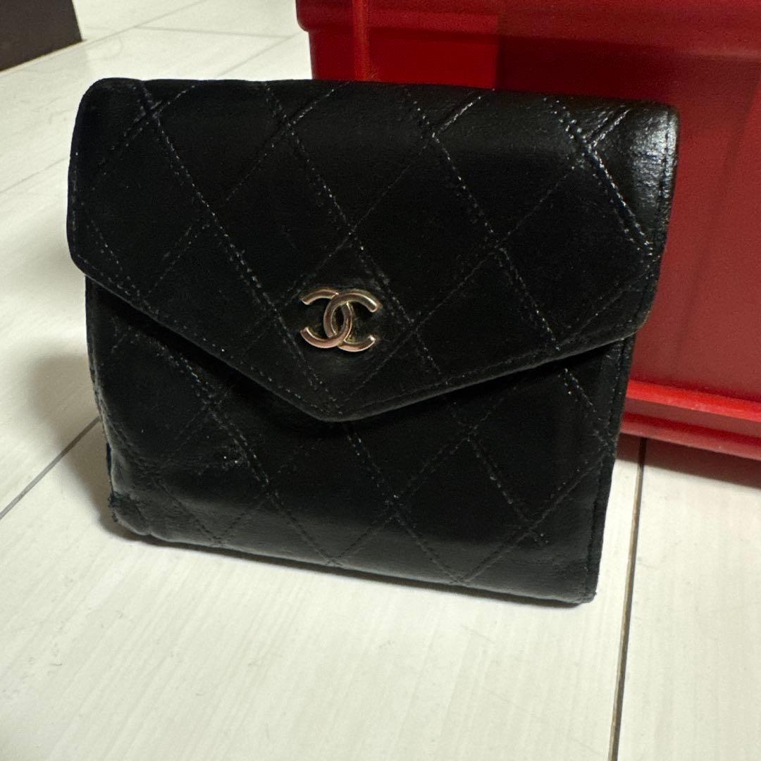 正規品　CHANEL ビコローレ ラムスキン 二つ折り財布 Wホック