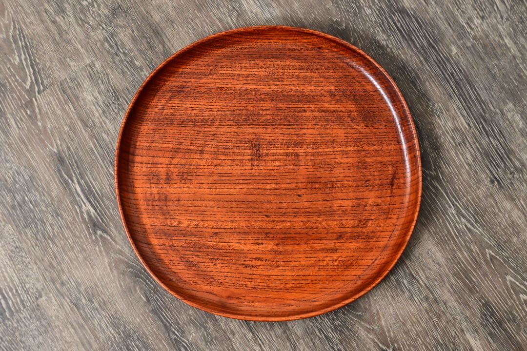 大矢拓郎　欅拭き漆丸盆