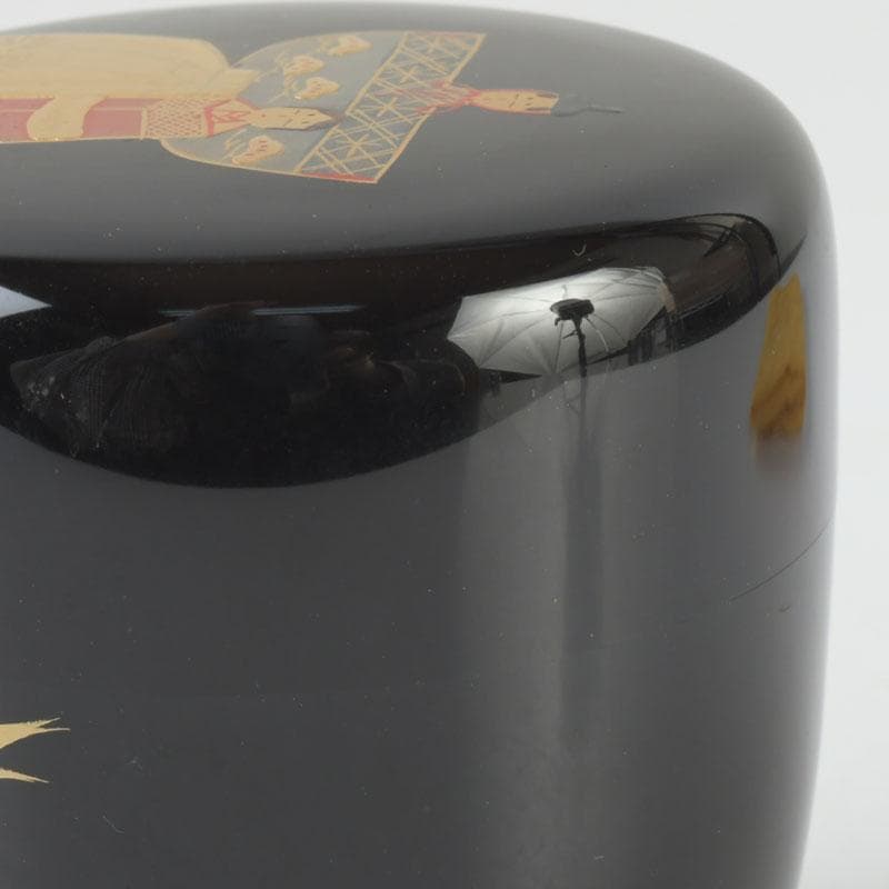 茶道具　加賀蒔絵師　和田寿峰作　立雛蒔絵　中棗　共箱　V　9675