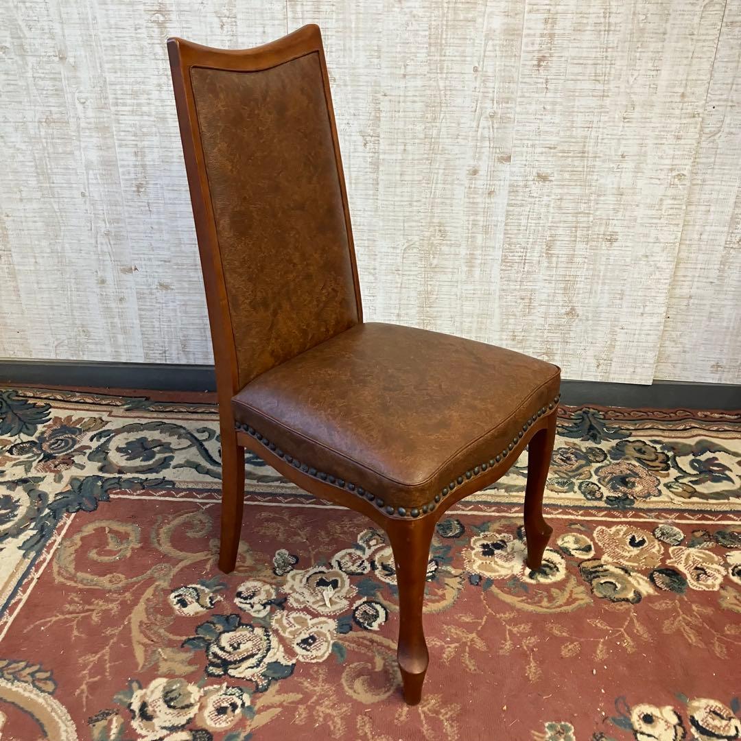 ⑧北欧レトロ マルニ木工 木製椅子 鋲打ちダイニングチェア ロビーチェア 古家具