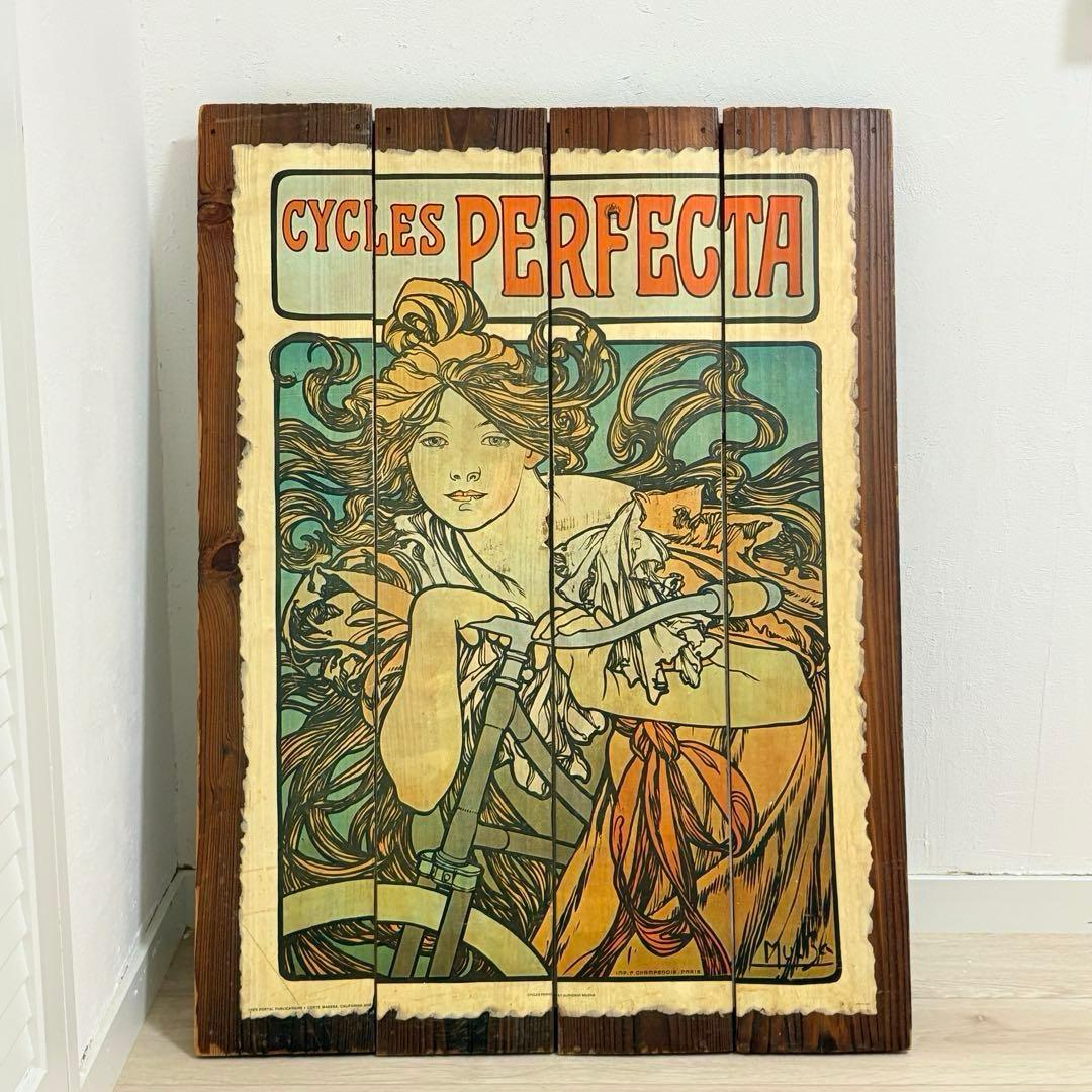 ミュシャ CYCLES PERFECTA 木製装飾ボード