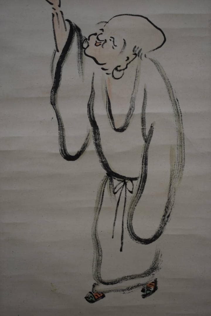 真作/田能村小竺/田能村直雙/人物に鳳凰画賛/布袋屋掛軸HE-756