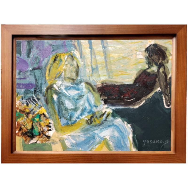 ☆デュボア康子☆「憩い」(仮題）油絵　F4号　未使用額！