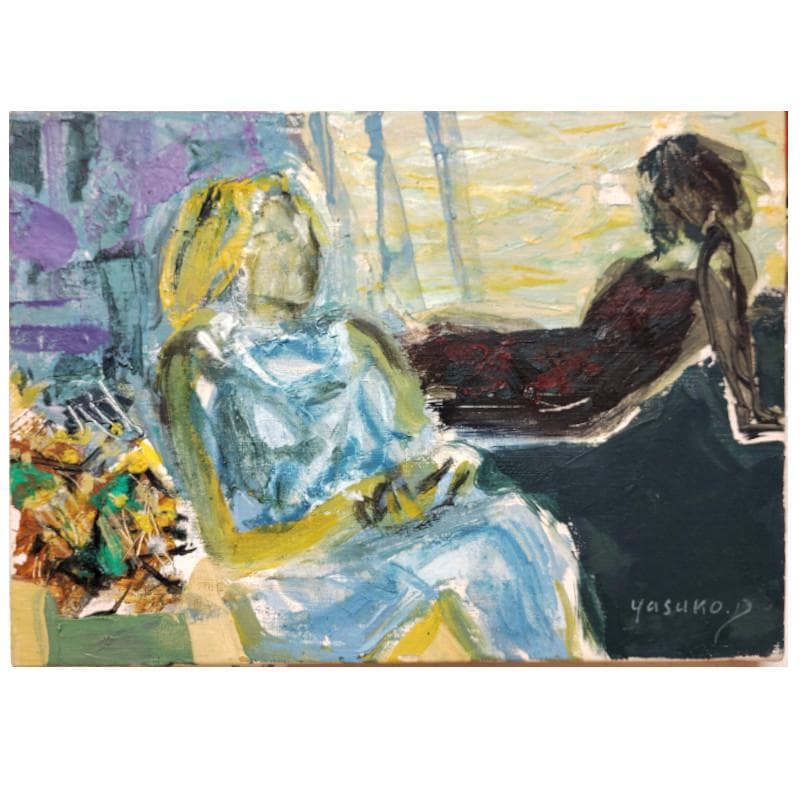 ☆デュボア康子☆「憩い」(仮題）油絵　F4号　未使用額！